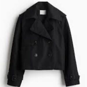 H&M Black Double-Breasted Trench Coat